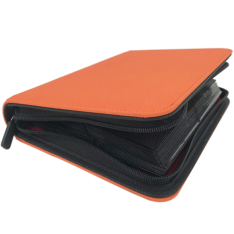 PU Large Capacity Custom 4-pocket Card Photo Album With Zipper Leather Binder