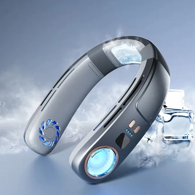 Intelligent Screen Display Semiconductor Cooling Hanger Neck Fan Portable Adjustable 3Gears Cooling Neck Fan