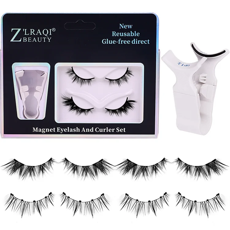 Factory Wholesale Magnetic Eyelash Soft Natural Magnetic Lashes with Curler No Glue Eyeliner Magnetic Lash sets