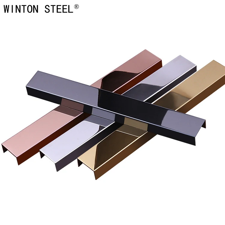 Tile Accessories  Metal Stainless Steel Decorative U Shape Strip Metal Stainless Steel Tile Trim Profile