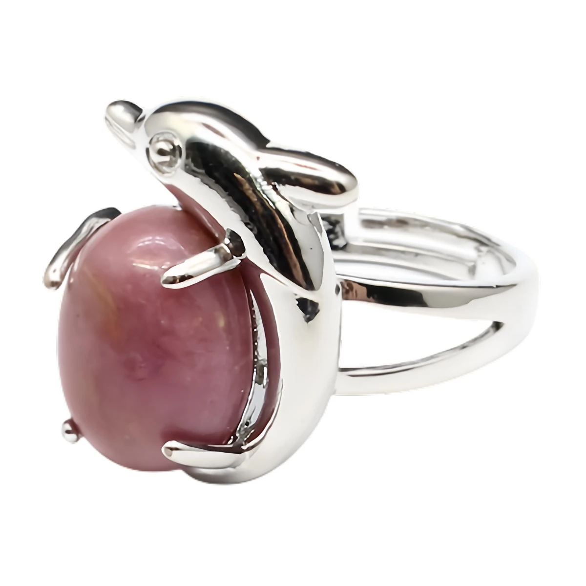 Classical Style Dolphin Gem Ring Unisex Adjustable Silver Alloy Dolphin Ring Chakra Crystal Party Gift Lucky Draw Gift