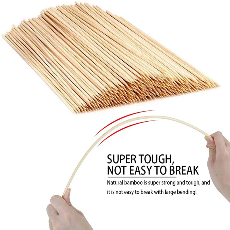40cm Wholesale ECO Rotating Kebab Barbecue 50cm Round Bamboo Sticks bamboo skewers 25cm