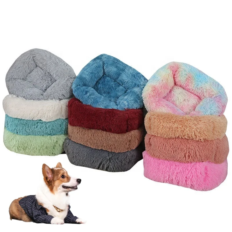 Кровать для собак Amazon от производителя, цветная меховая Маленькая подушка для кошек, коврик для кровати, домашняя кровать для собак на осень и зиму