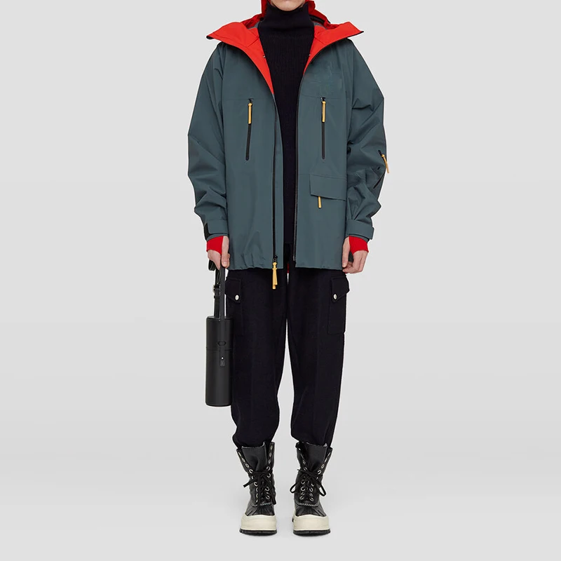 Custom Ryder Cap Jacket Wholesale Windproof Waterproof Ski Jacket Men side zip closure Ski Jacket