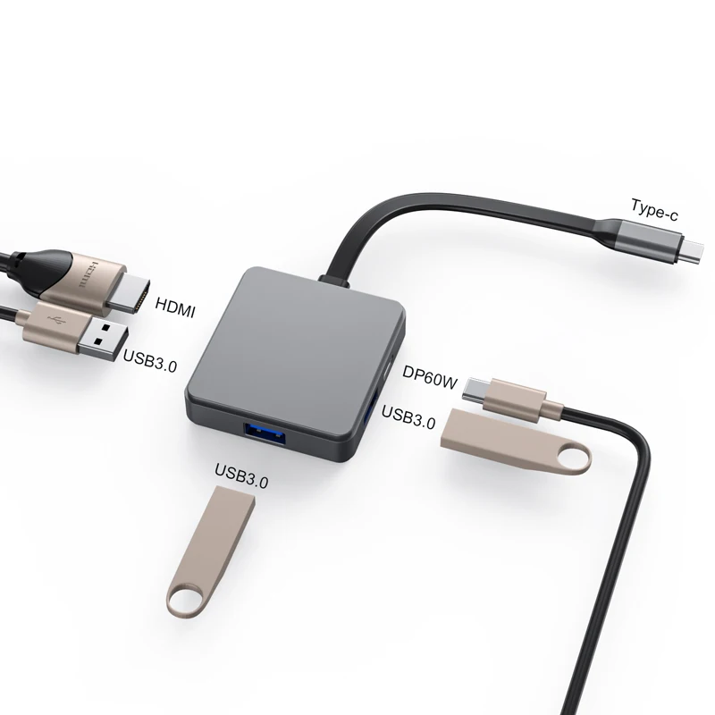 Hot sale mac accessories 5 in 1 USB hub type c to hd-mi with usb hub  laptop dockong station