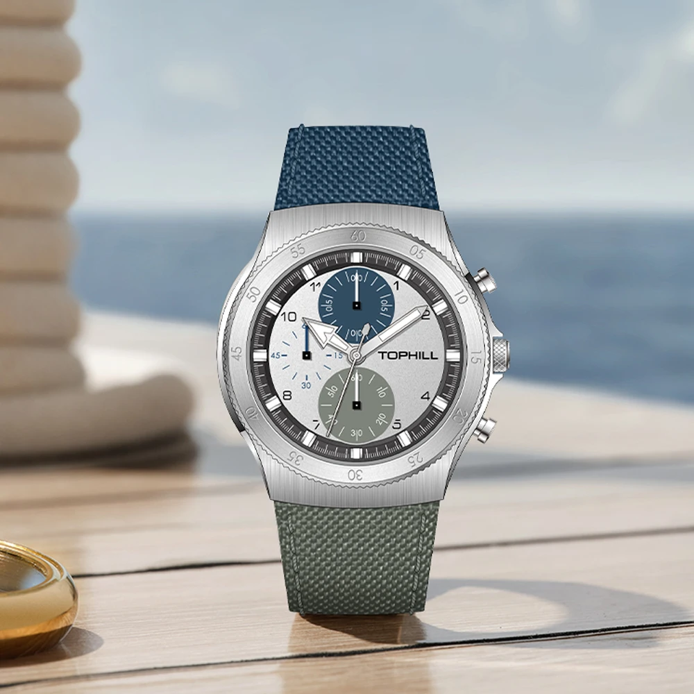 OEM 316L stainless steel Multi-function Chronograph quartz watch VD55 sport quartz watch 5ATM waterproof sapphire