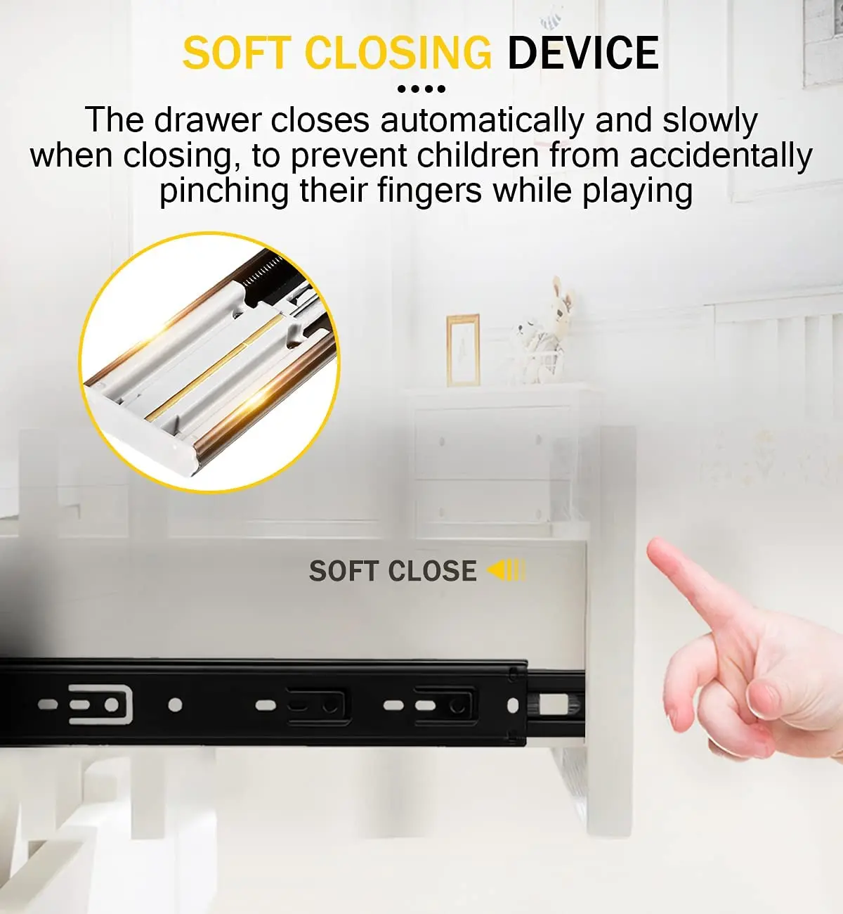 HOONE 3 Fold Jieyang Hardware Channel Push Open Soft Close Full Extention One Cabinet Drawer Slides