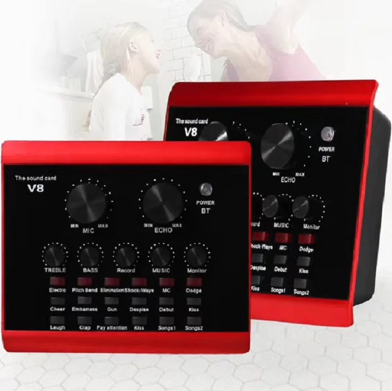 
 Профессиональное оборудование для живой звуковой карты V8 мощный мобильный телефон компьютер Быстрый звук общий якорь  