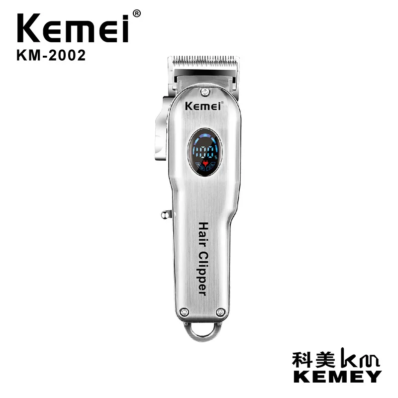 
Kemei KM-2002 Metal Body Carbon Steel Blade Adjustable Blade Rechargeable Electric Clipper 