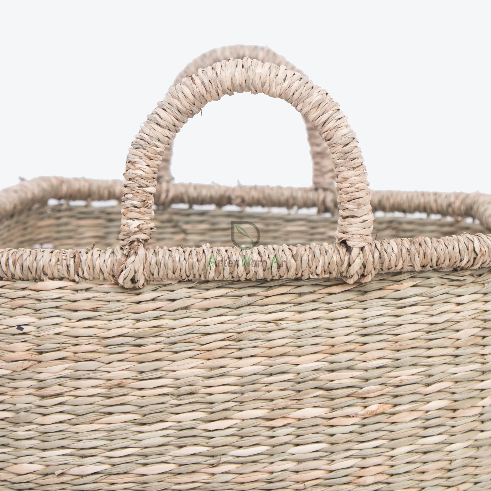 Newest Home Storage Organizer Foldable Laundry Basket Woven Natural Seagrass Baskets Vietnam Supplied Dual Material Plastic PC