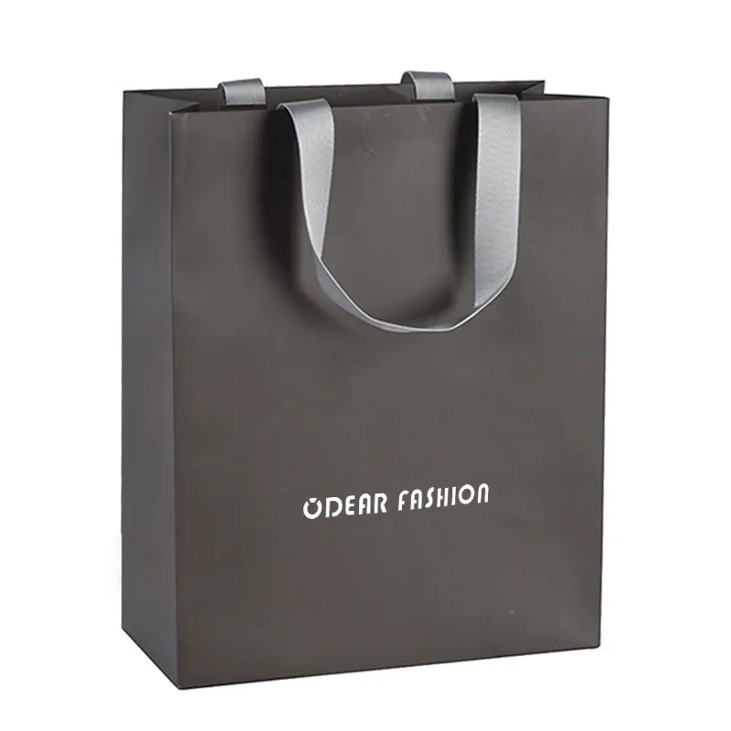  supplier Wholesale Luxury Brown Black Small Shopping Packaging Bag Craft Custom Logo jewelry Kraft Gift Paper With
