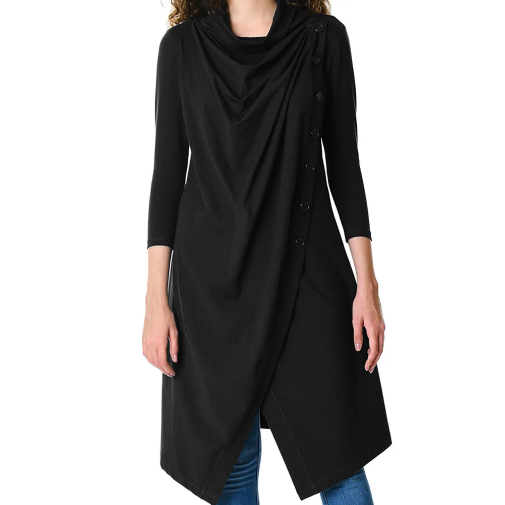 Женская куртка-накидка с асимметричным подолом, свободная верхняя одежда большого размера на осень и зиму
