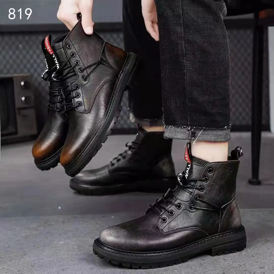 Изготовленные на заказ кожаные водонепроницаемые износостойкие рабочие ботинки с резиновой подошвой Тактические Военные боевые ботинки армейские мужские ботинки