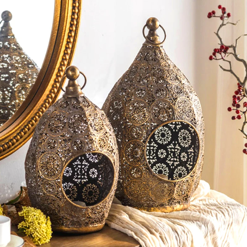 Bird Cage Rustic Golden Iron Customized Nordic Home Decoration Luxury Candlestick Holder For Candles