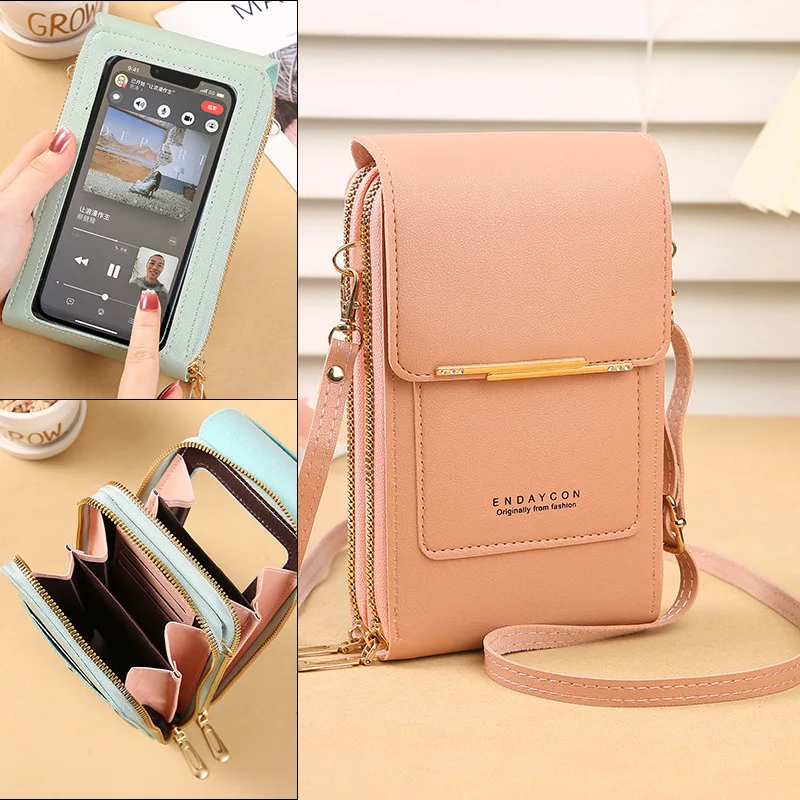 New Arrival Touch Screen Cell Phone case Purse Small Crossbody Lady Handbags PU Leather Women Shoulder Purse Wallet for Phones