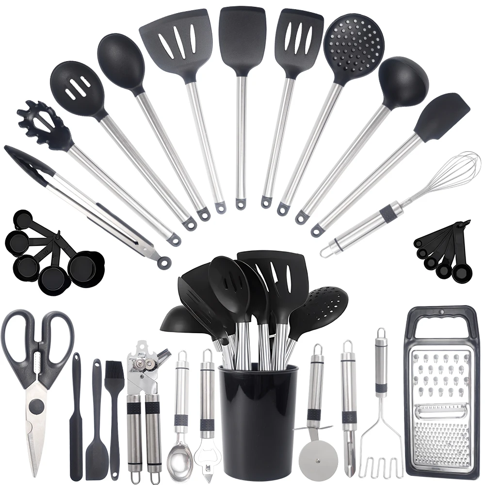 33 pcs non stick stainless steel umite chef silicone kitchen cooking tools utensils set