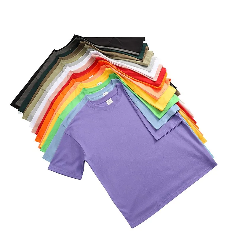 Wholesale Tshirt Men 100% Cotton Solid Colors Crew Neck High Quality 200gsm Plain Cotton Tshirts