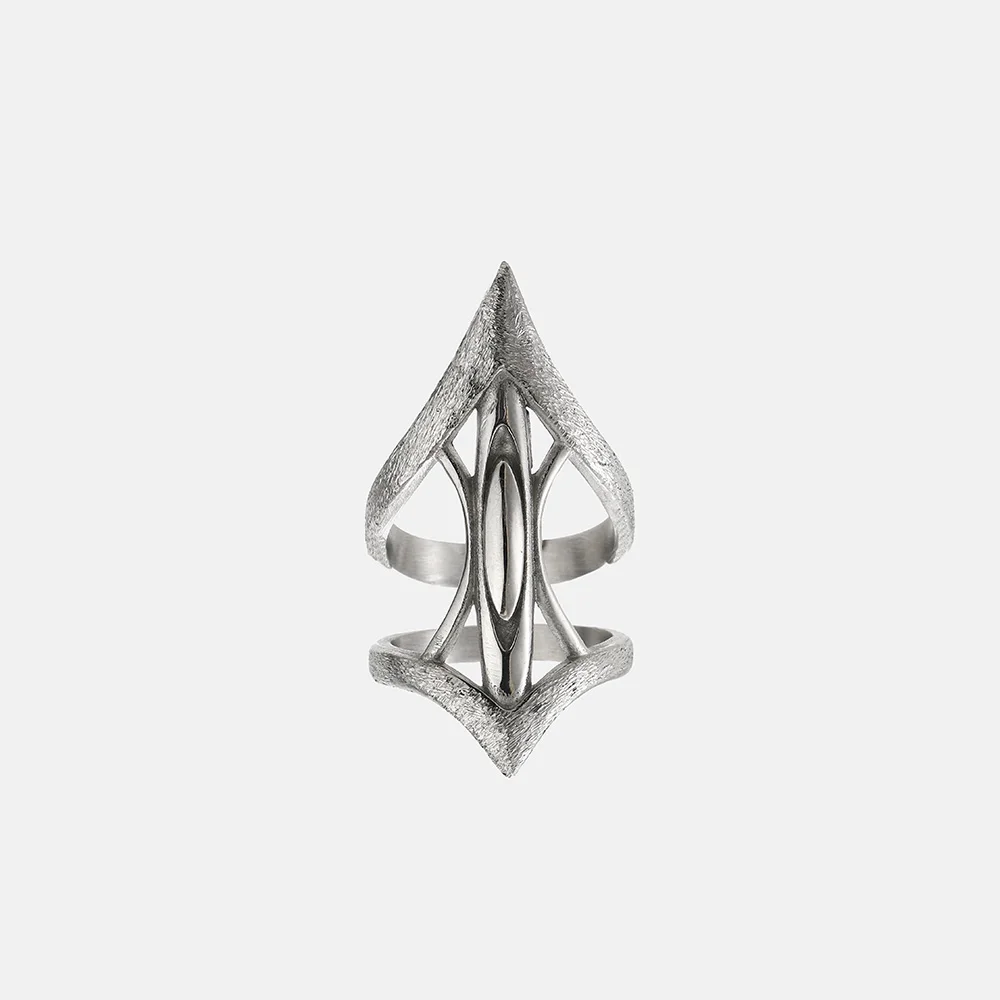 VAF WOW!!! Newest Design Alien Hollow Frosted Ring Spiked Stainless Steel Unisex Hip Hop Men Women Rings