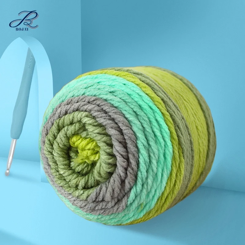 Bojay Wholesale Melange Worsted Acrylic Crochet Fancy Yarn Multiple Colors For Hand Knitting Sweater 5Ply Rainbow Cake Yarn