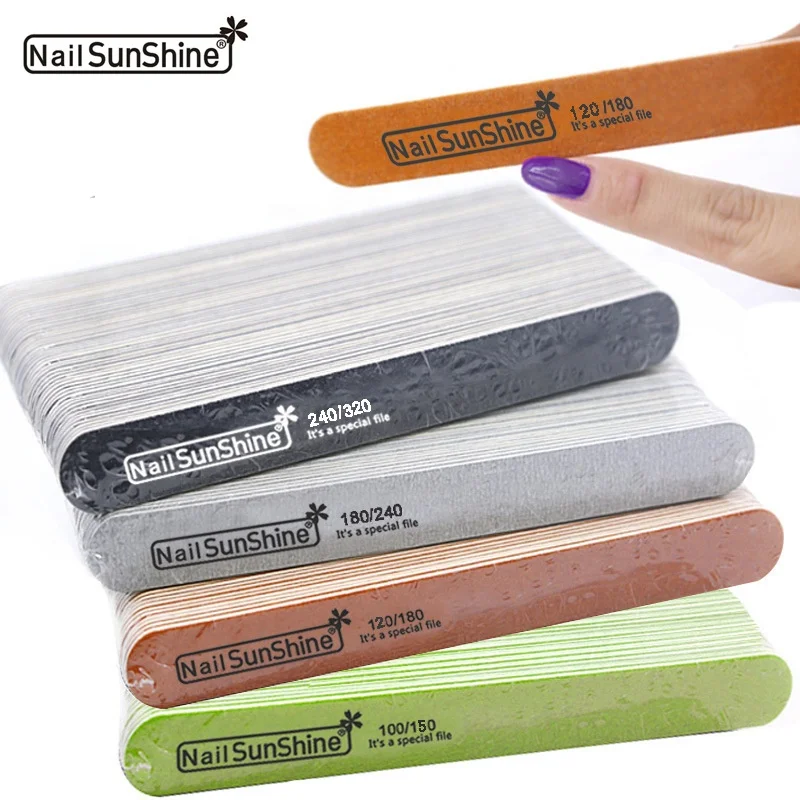 Waterproof wood nail files straight disposable emery board 2 sides  abrasive nail file emery board 6 color spot goods