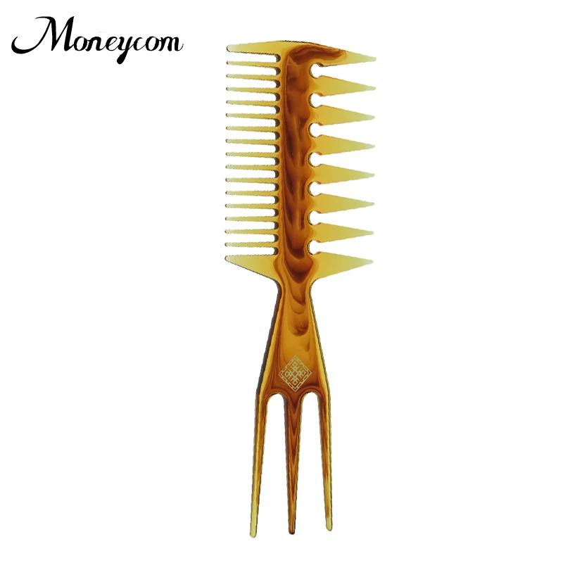 Salon Barbers 3 in 1 Fish Tail Bone Shape Comb Hair Extensions Styling Detangling Coloring Comb for Slicked-back Undercut Mohawk