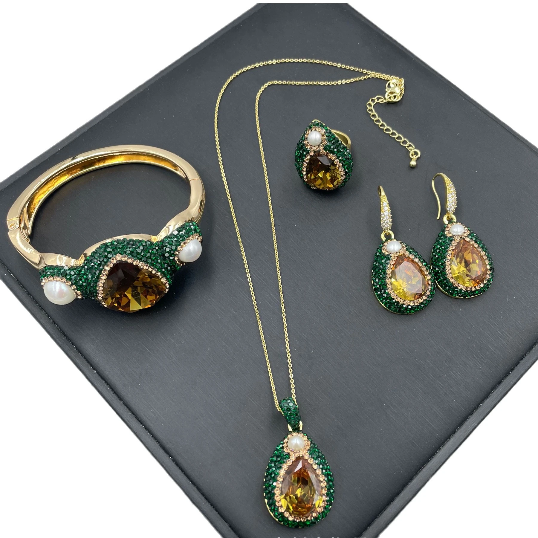 Turkey Sultan Stone Pearl Ancient Necklace 4Pieces Sets