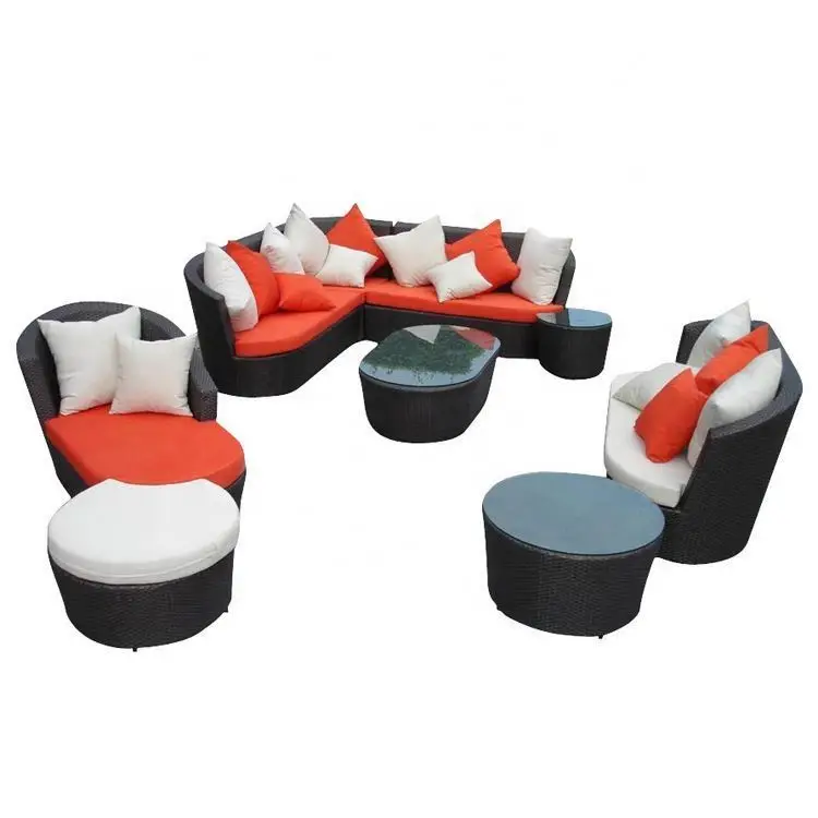 Yinzhou Living Deck Outdoor Garden Conservatory Modular 8 Seater Corner Sofa Set - Grey Rattan Furniture Mexico