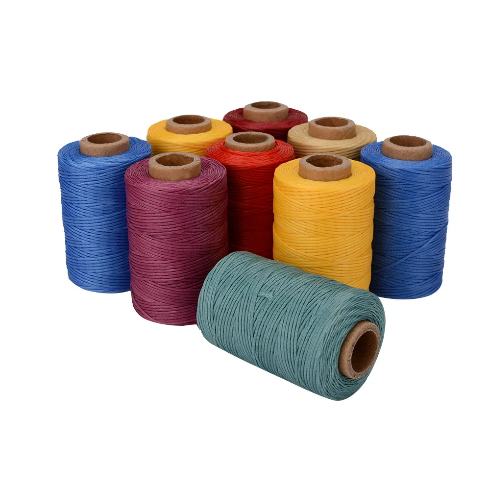 0.8mm 150D flat braided bead thread polyester Waxed Thread Leather for sewing