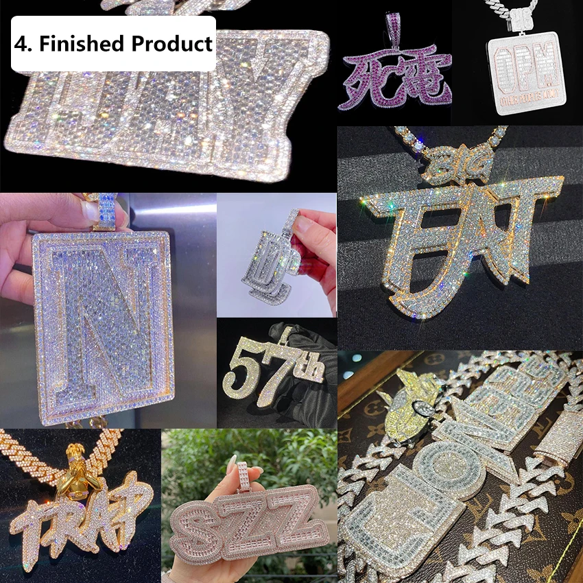 Jewelry Manufacturer Dropshipping Custom Silver 925 1 Row VVS Moissanite Glowing Colored Letter Name Pendant For Men Women