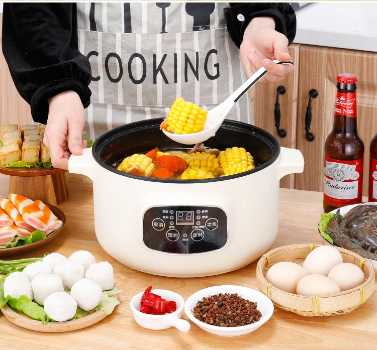 Электрическая плита, многофункциональные электрические сковороды, двухслойная пароварка, антипригарная электрическая кастрюля для приготовления пищи с паровой сеткой