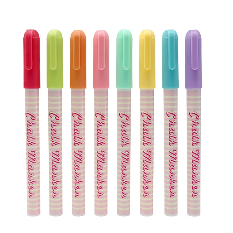 8/12Colors 0.7mm Macaron Erasable Chalk Marker Pen Dry-erase And Wet-erase Marker Pen Liquid Chalk Marker Pen