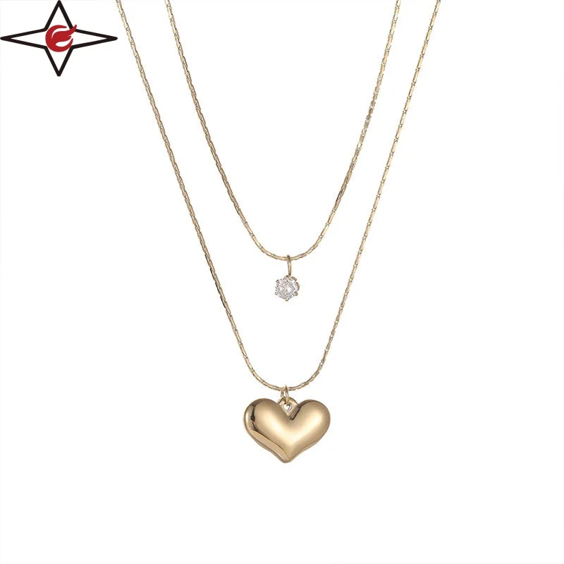 Custom High Quality Womens Chain Ladies Simple Pendant Stainless Steel Tiny Heart Necklace