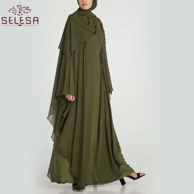 Ropaislamica Mujer Comfortable Floral Muslim Wedding Gown Pictures Islamic Scarf Hijab Women Abaya Fashion