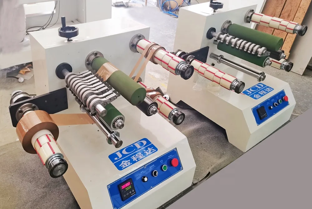 Mini BOPP gum tape roll cutting and rewinding machine