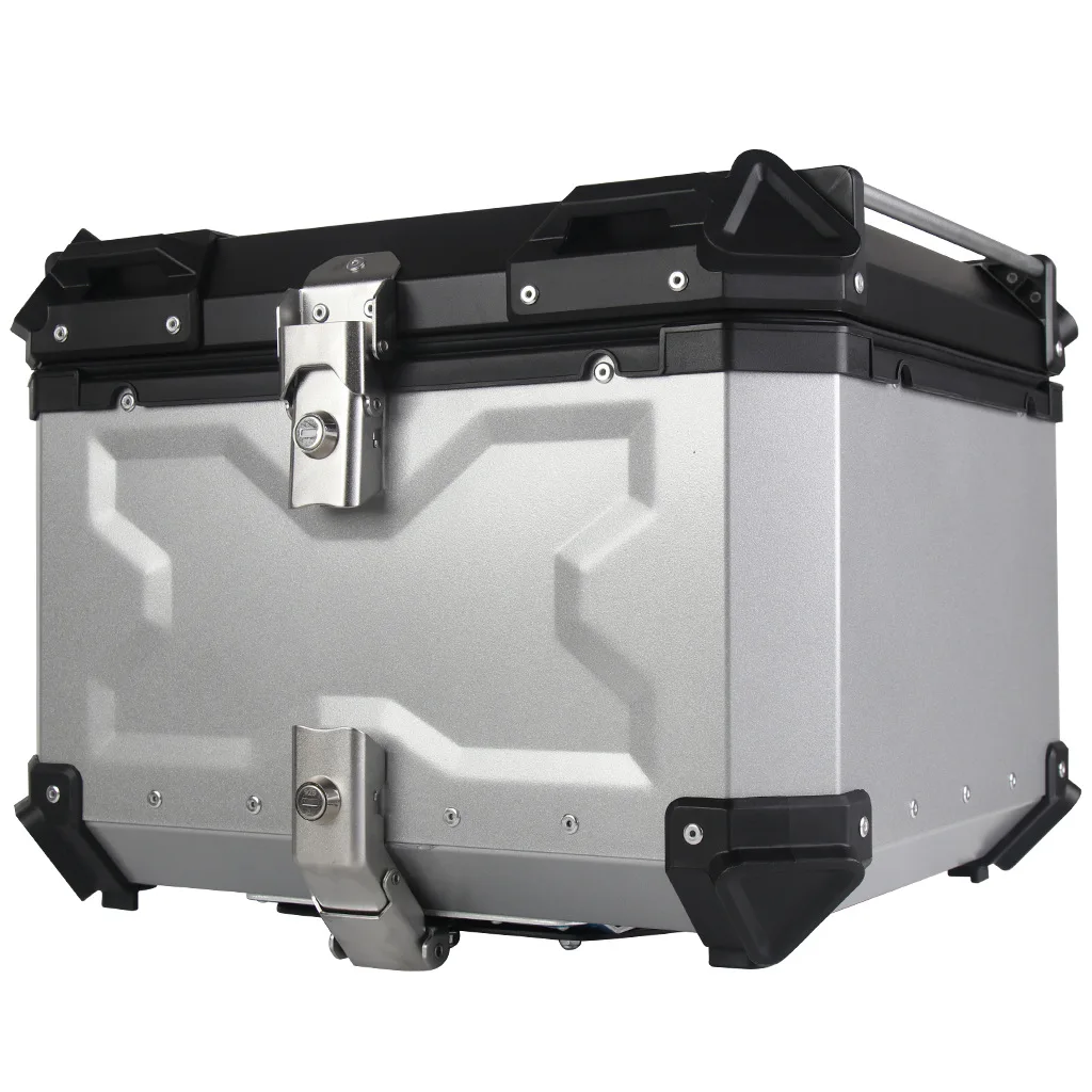 Motorcycle Aluminum Alloy Top Box 45L 55L65L 80L Embossed X Style Trunk Trunk Storage Tailbox