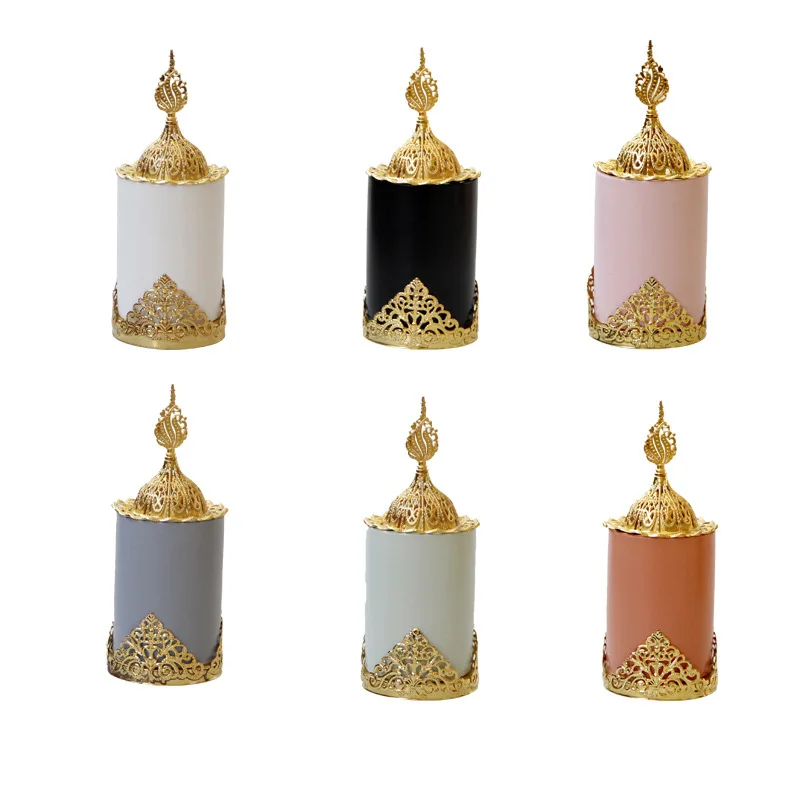 Wholesale cermet incense burner European gold pagoda light luxury desktop decoration Middle East Arab handheld aromatherapy stov