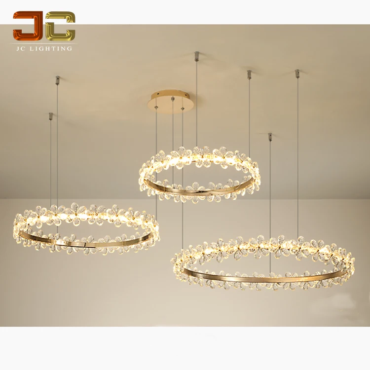 JC освещение скандинавский хрустальный кольцо цветок люстра сливовый цвет подвесной Золотой светильник для гостиной комнаты европейского дома