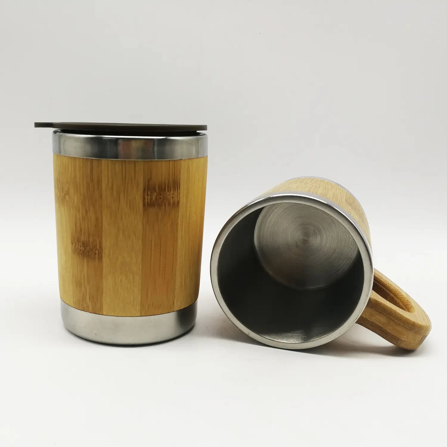 Wholesale hot sale 450ML high quality bamboo wood stainless steel coffee cup portable vacuum insulation car mug