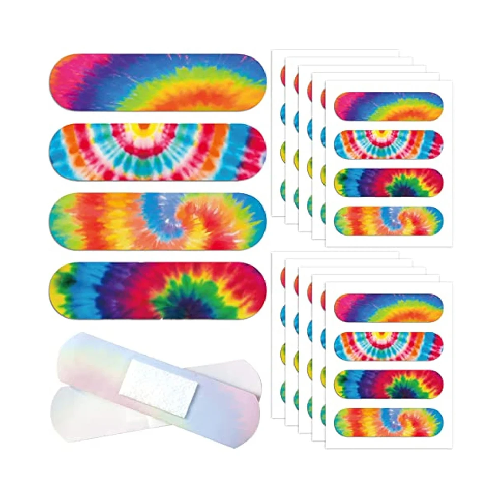 Tie Dye Adhesive Bandages Band aid Kids Colorful Fun Designs Cuts Scrapes Wound Care Plaster