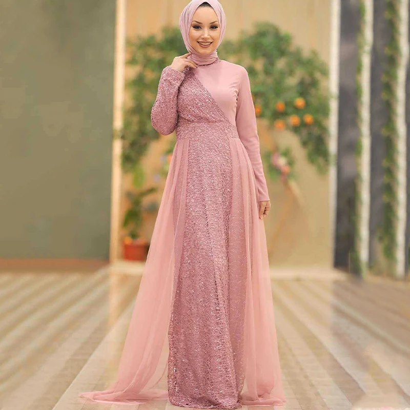 Abaya мусульманские платья Дубай Макси элегантные женские длинное платье мусульманская