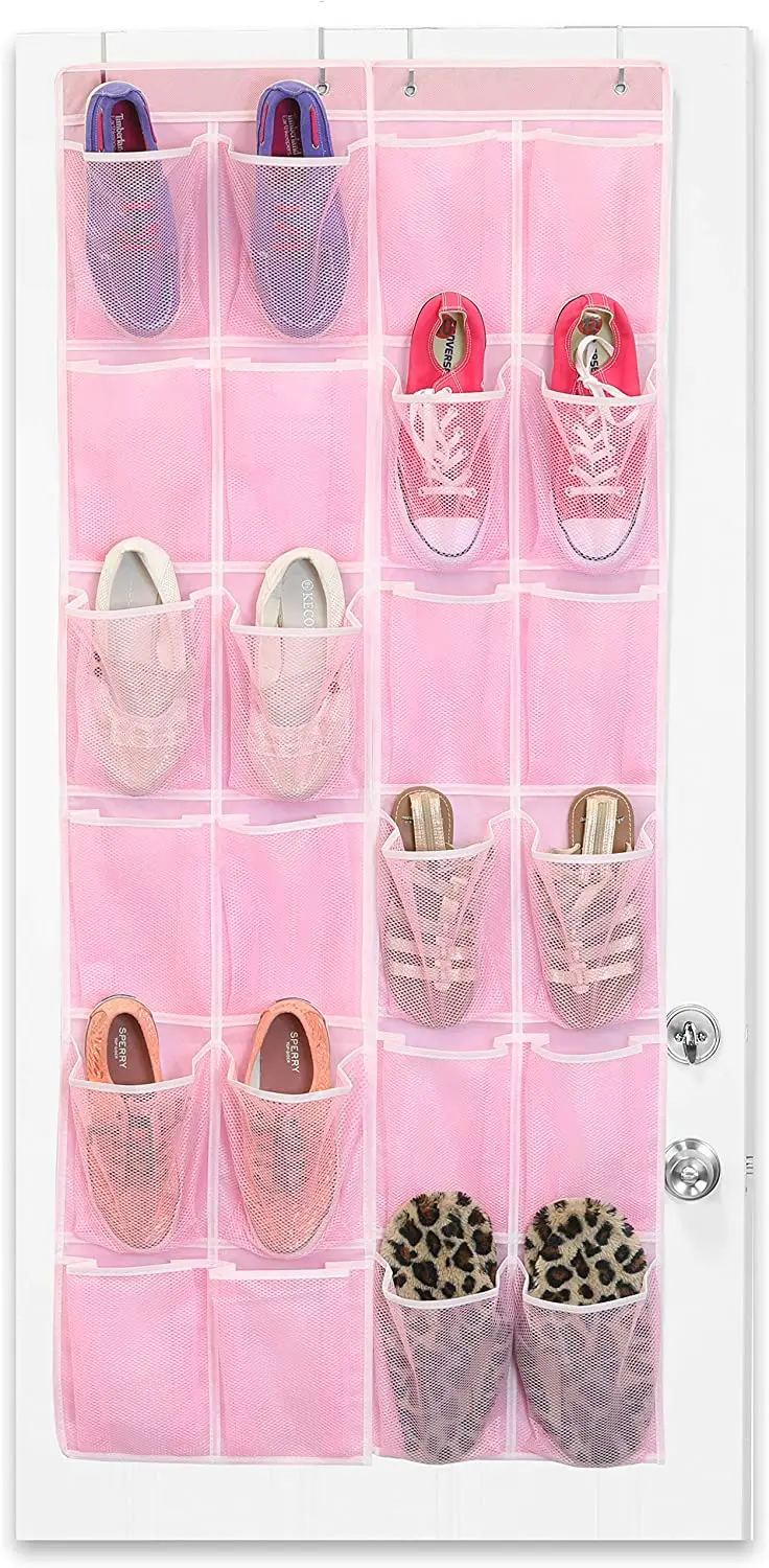 customization Hot sale  Pockets Hanging Shoe Rack for Door Clear Over the Door Shoe Organizer with Hooks for Closet Home