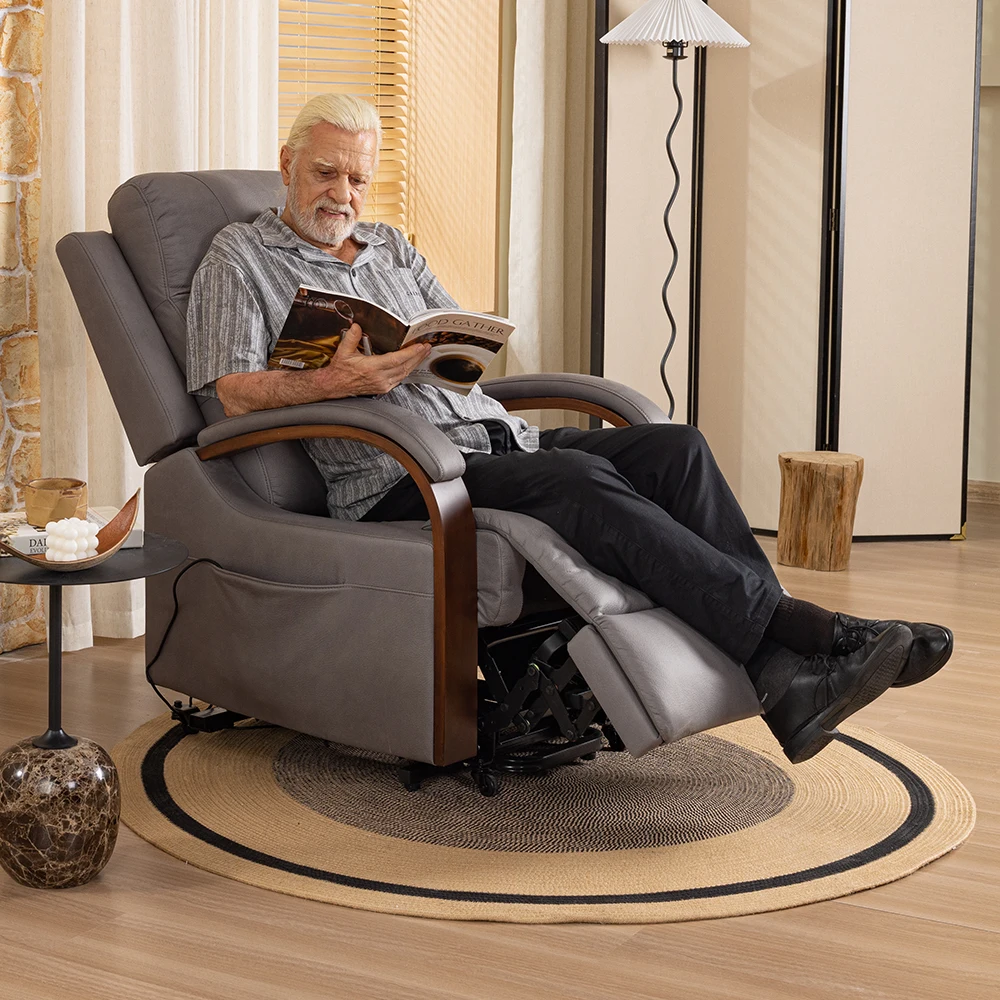Tecforcare Elderly care products leather electric recliner sofa with roller patient home care medical sofa for living room