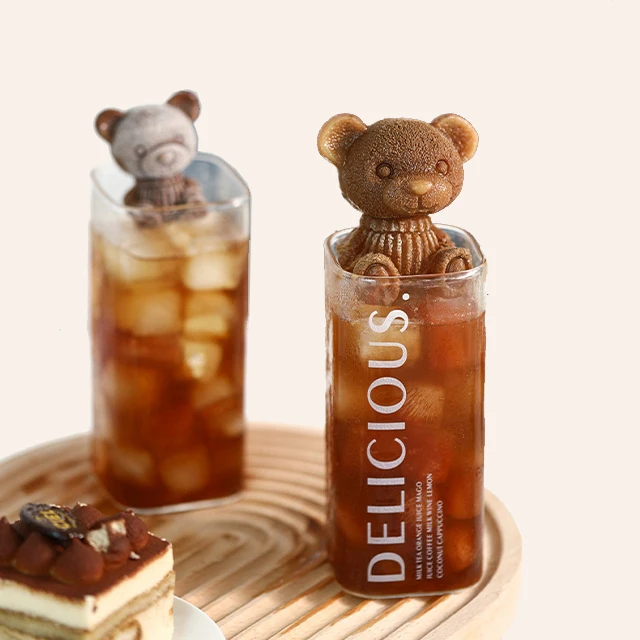 New Design Bpa Free Reusable Easy Release Cute Bear Ice Ball Cube Tray Maker Silicone Popsicle Ice Cream Mold