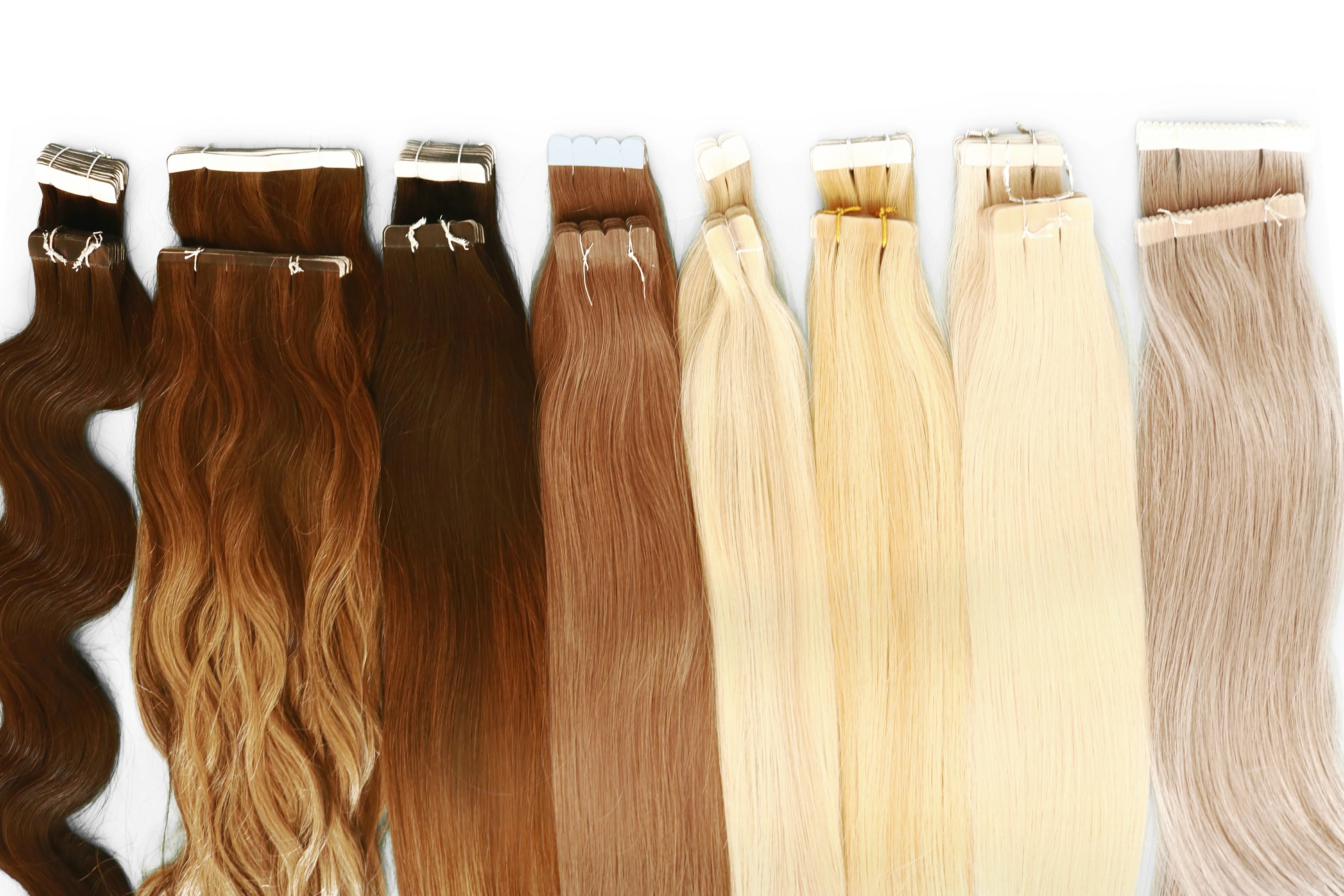 
Salon Quality Russian Virgin Double Drawn Remy Cuitlce Ash Blonde Balayage Ombre Tape In Human Hair Extension 