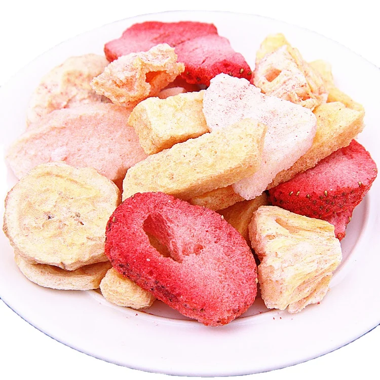 Chinese organic freeze dried dry drying fruits strawberry durian mango pineapple slice mangosteen jackfruit