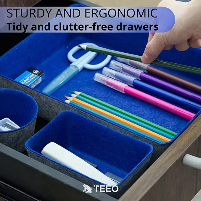 Custom felt desk organiser home office felt drawer divider organizer storage bin desk organiser