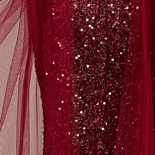 Missord Contrast Sequin Mesh Overlay Formal Sequins Evening Dress In Red Gowns For Women