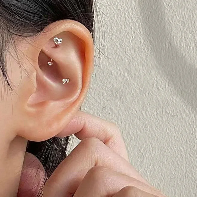 NUORO New Design Stainless Steel Cartilage Straight Earrings Barbell CZ Flower Butterfly Straight Rod Ear Piercing