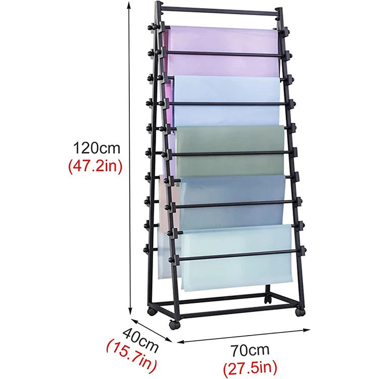 JH-Mech стойка-органайзер для шарфов с подвижной поперечной рейкой Двусторонняя автономная упаковка Металлическая бумажная витрина с колесиками
