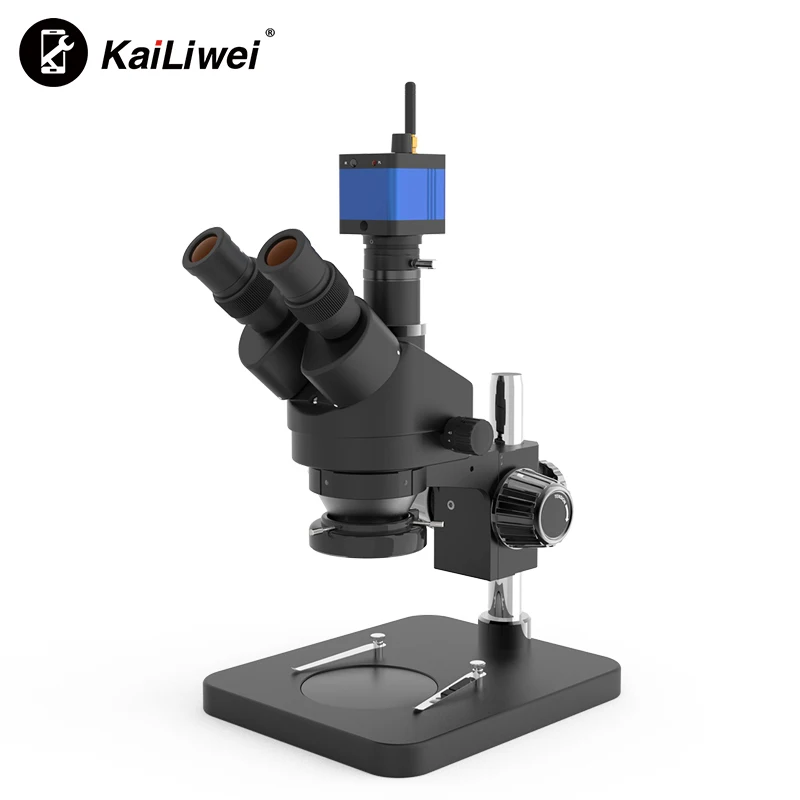 Kailiwei Jewelry optical 7x-45x Continuous Zoom Trinocular stereo HD/USB wifi camera microscopes prices online sell